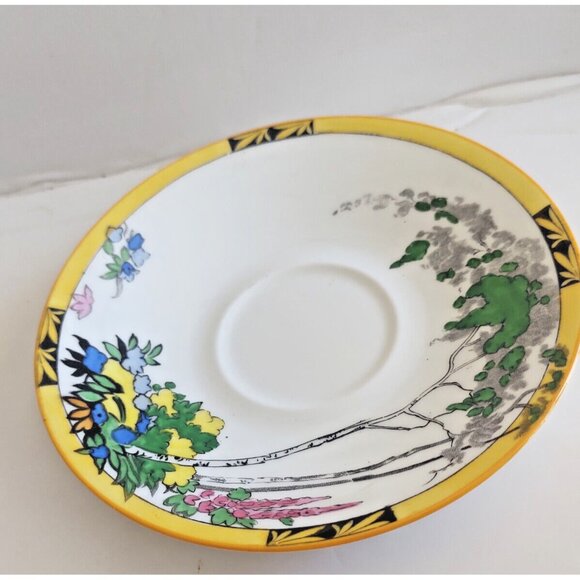 Antique Adderley Ware England Silver Birch Bone China Teacup & Saucer 1910-1919 - Picture 7 of 13